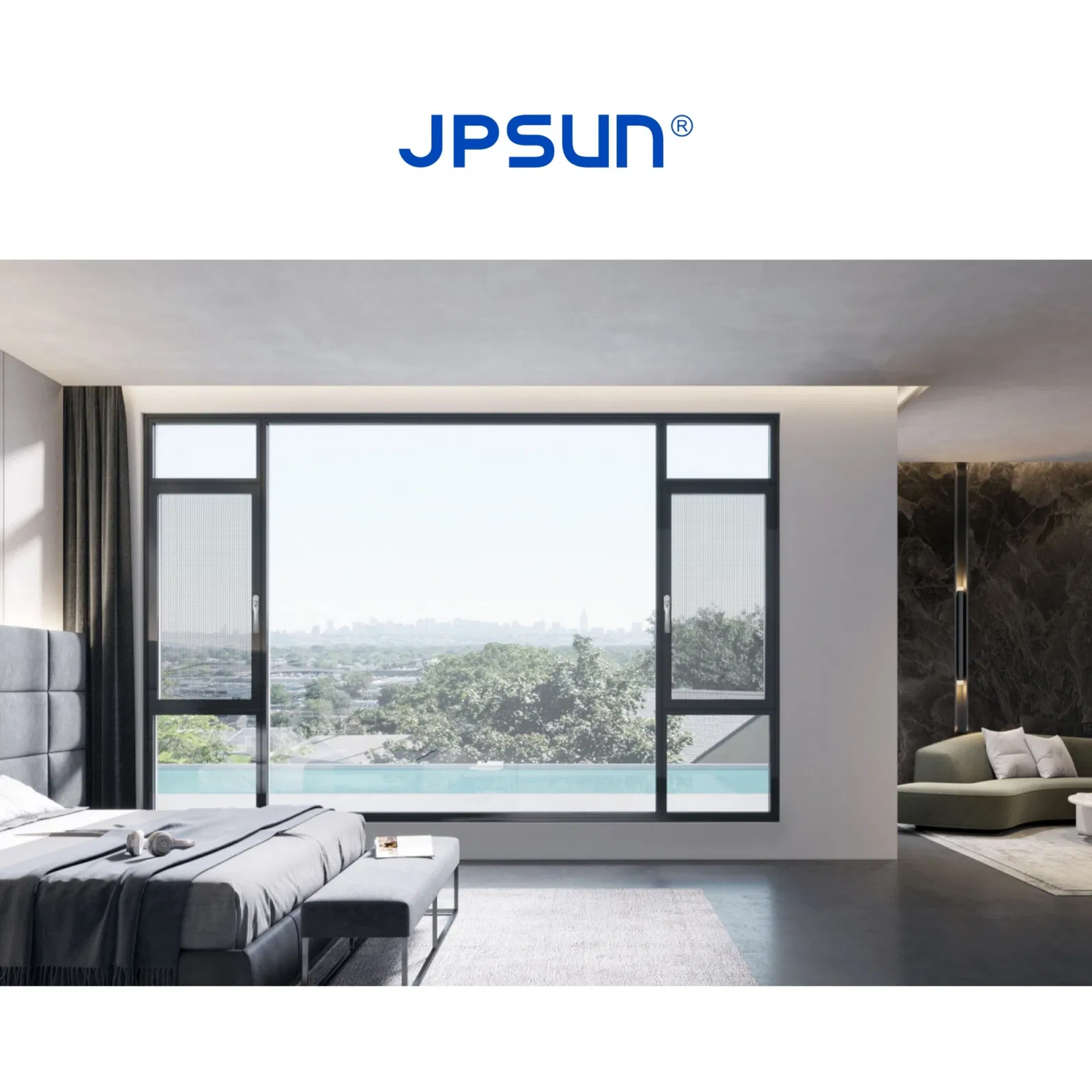 Ventana de casement de aluminio de color personalizado para combinar con cualquier estilo arquitectónico