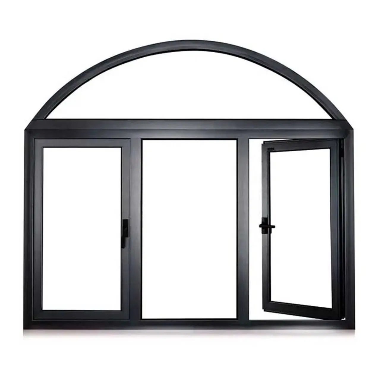 Ventanas oscilobatientes de vidrio templado doble acristalamiento de aluminio para apartamentos, hoteles y residencias con forma de arco