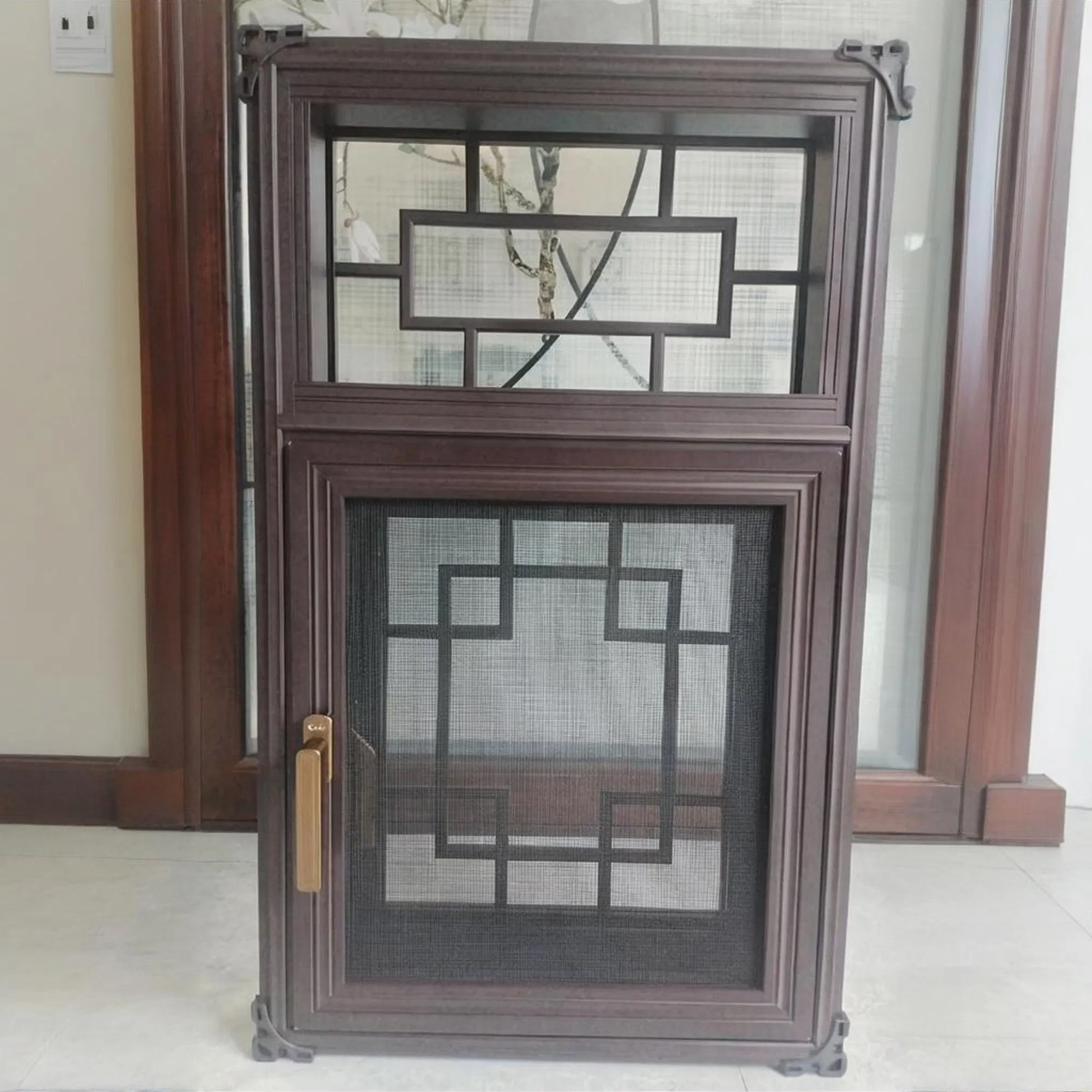 Ventana de casement de aluminio de alta calidad con diseño retro clásico estilo antiguo chino