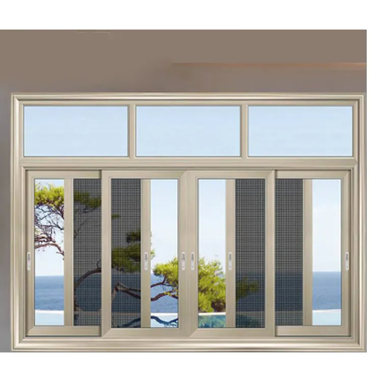 Ventanas deslizantes de aluminio doble acristalamiento PA, nuevo estilo, ventana de aluminio negra de lujo