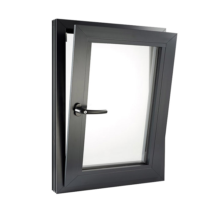 Ventana de aluminio de dos hojas tipo oscilobatiente con doble acristalamiento