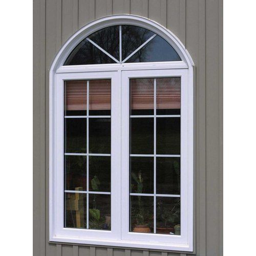 Ventana de aluminio de doble cristal con forma arqueada francesa en el exterior, con vidrio claro y esmerilado