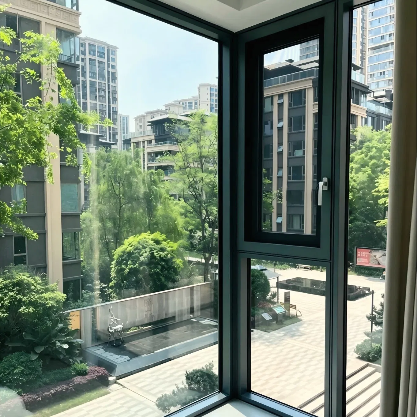 Ventana de Casement de Aluminio Doble Acristalamiento con Ruptura Térmica Ahorro Energético