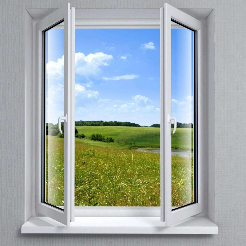Ventana de hoja doble de cristal de baja emisividad para casa personal, ventana francesa de aluminio de hoja abatible
