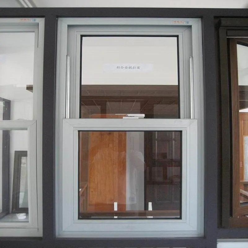Ventanas de doble y simple hoja de aluminio con ruptura térmica personalizables de color negro, diseño vertical deslizante de estilo americano