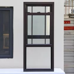 Ventanas de doble y simple hoja de aluminio con ruptura térmica personalizables de color negro, diseño vertical deslizante de estilo americano