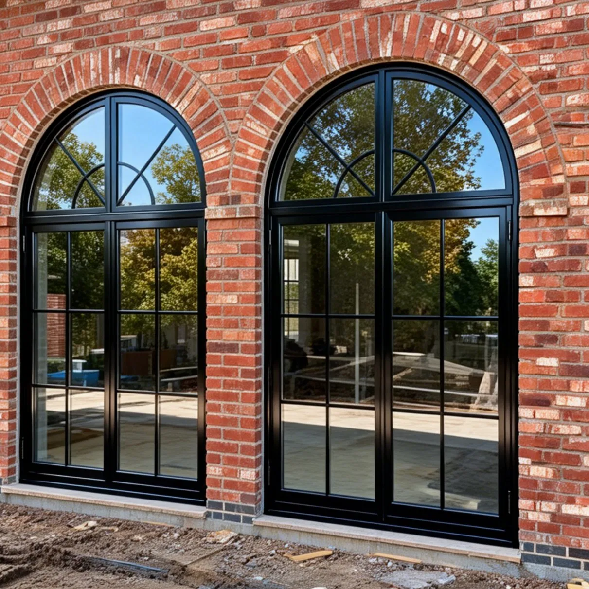 Ventanas de aluminio arqueadas con radio personalizado para casas modernas