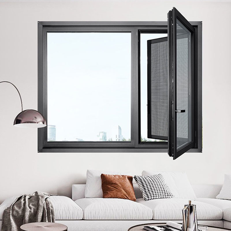 Ventana de hoja doble de cristal de baja emisividad para casa personal, ventana francesa de aluminio de hoja abatible