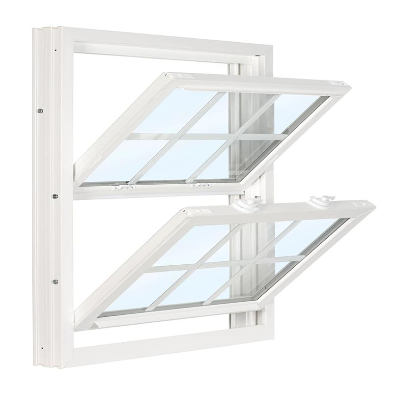 Diseño de rejilla de ventana de guillotina simple y doble para cocina, ventana deslizante vertical de aluminio