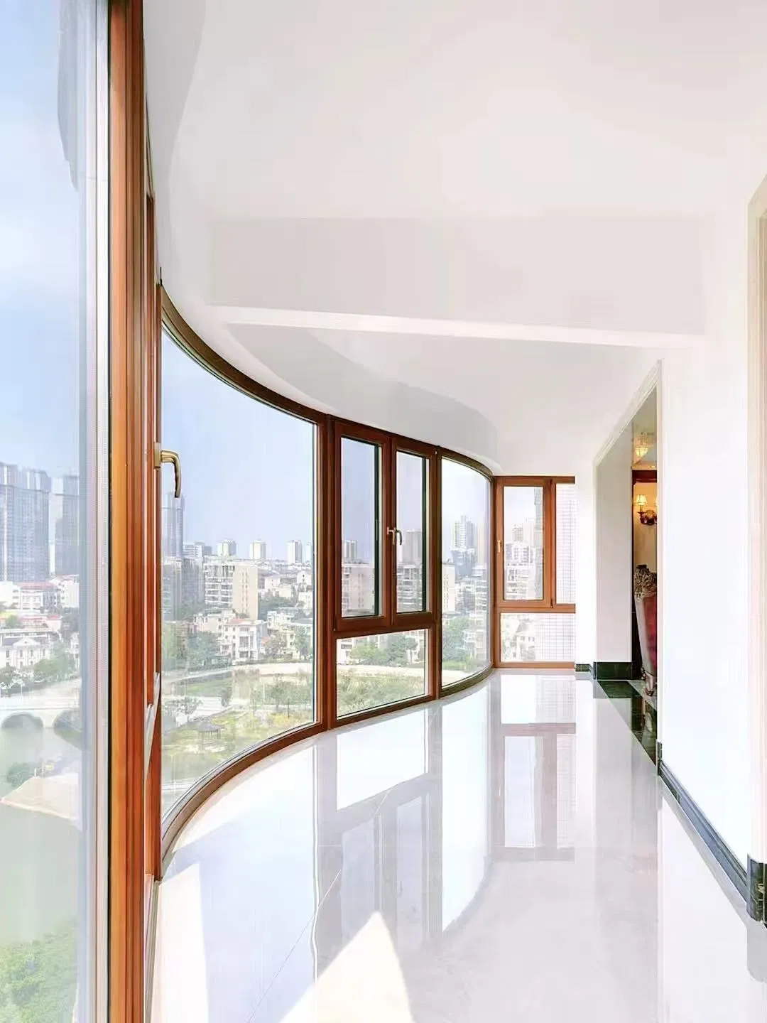 Ventanas de aluminio con ruptura térmica, de cristal, de casement, curvadas y arqueadas para sala de estar