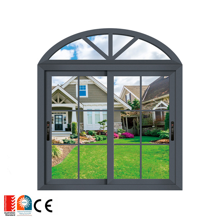 Ventanas de vidrio redondas de aluminio con triple acristalamiento y ruptura térmica blanca para casas, ventana exterior de aluminio con parte superior arqueada