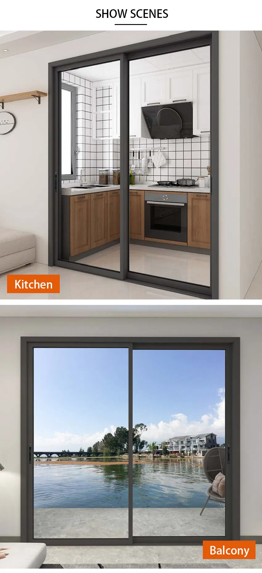 Ventana deslizante de aluminio negro