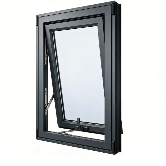 Ventana de toldo de aluminio aislante térmico, con apertura hacia afuera y tilting hacia adentro, anti caída