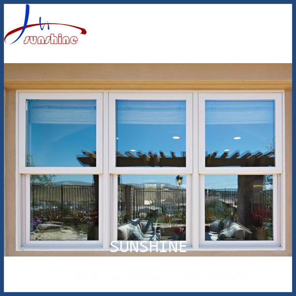 China proveedor UPVC/aluminio, ventanas de guillotina de aluminio de bajo coste/vinilo colgado de una sola ventana