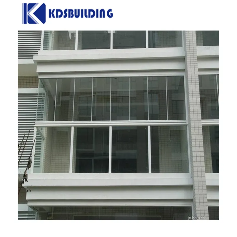 Precio de barandilla de vidrio sin marco de aluminio, puertas y ventanas plegables con marco delgado y deslizamiento horizontal