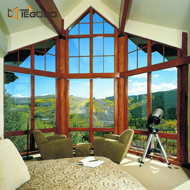 Ventana decorativa fija grande de aluminio con marco delgado a prueba de impacto de huracanes