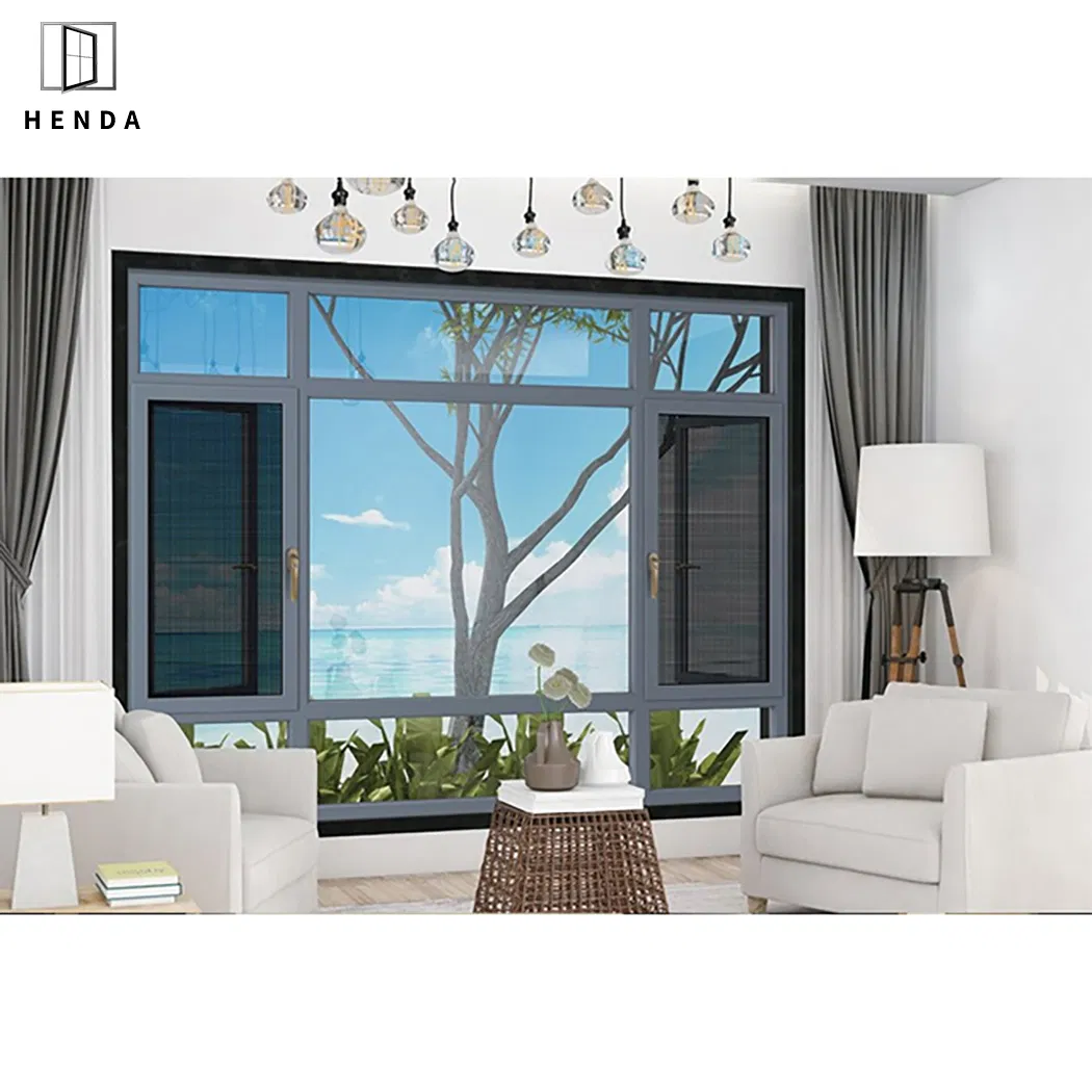Ventana de Casement de Aluminio de Alta Calidad Estándar de Australia As2047 Ventana de Aluminio con Doble o Sola Hoja de Vidrio de Aluminio