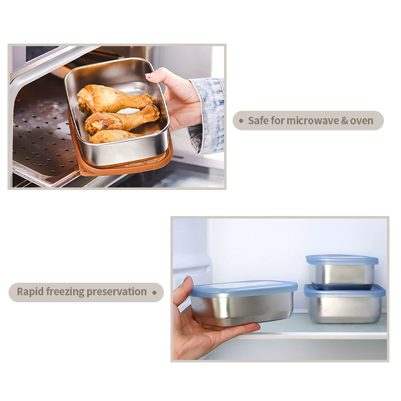 IKOO Stainless Steel Food Storage Container with Silicone Vented Lid