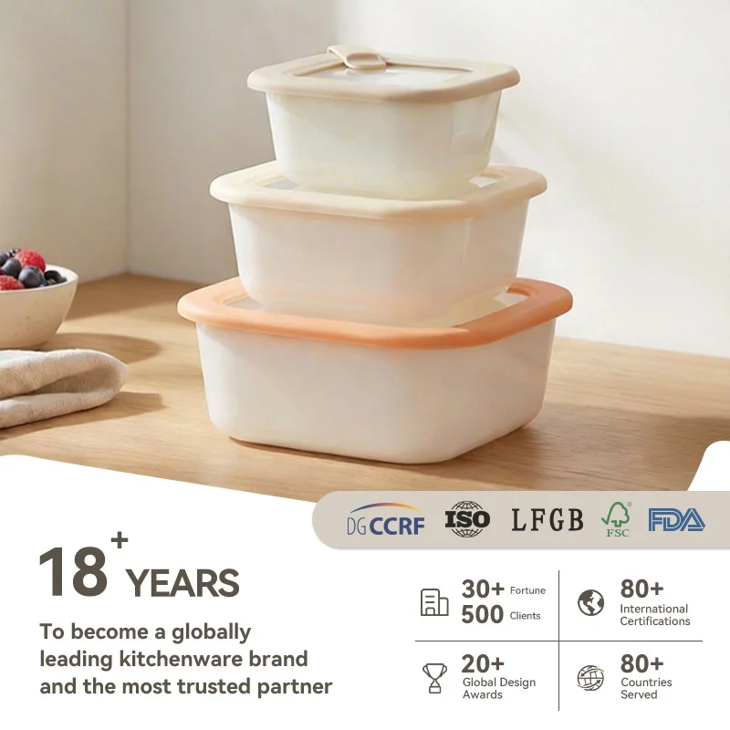 IKOO Opal White Glass Food Storage Containers for Freezer and Oven