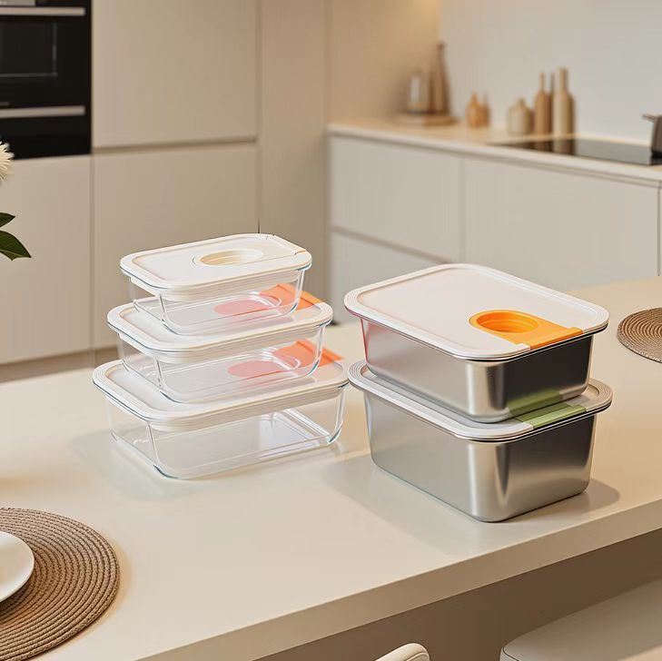 IKOO New Design Stainless Steel Food Container with Glide-ease Lid