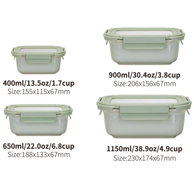 IKOO Stackable Ceramic Food Storage Container with Glass Lid