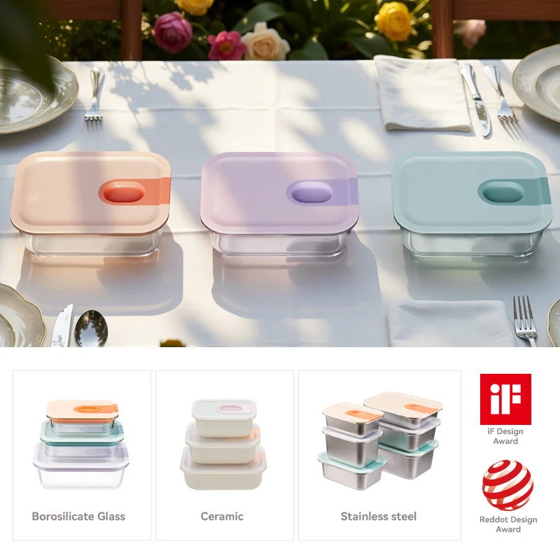 IKOO New Design Stainless Steel Food Container with Glide-ease Lid