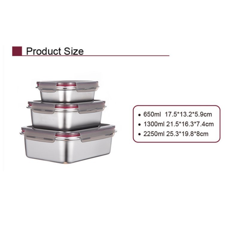 IKOO BPA Free Airtight Stainless Steel Food Storage Container with Leak-proof PP Lid