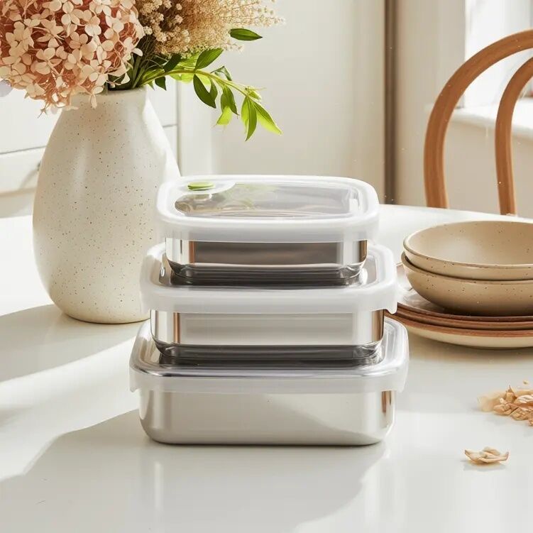 IKOO Stainless Steel Food Storage Container with Silicone Vented Lid