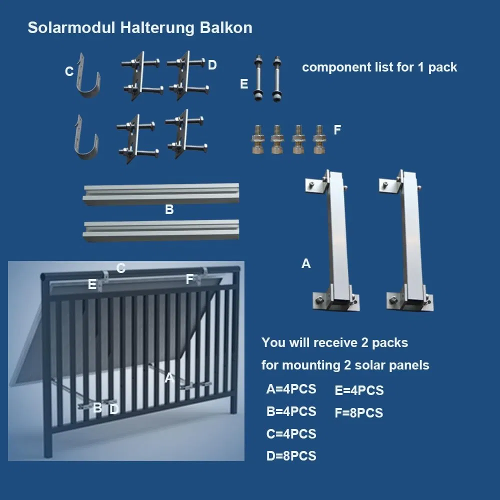 Balcony Solar Mounting System Adjustable Support Suitable for Balcony Railing Angle Adjustable