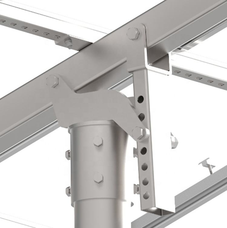 Tilt Adjustable Single Pole Ground Mounting System Solar Panels Mounting Rack
