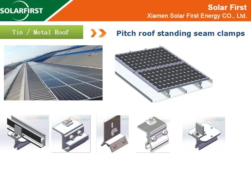Standing Seam for PV Structure Clamps for Pitched Tin Roof Solar System