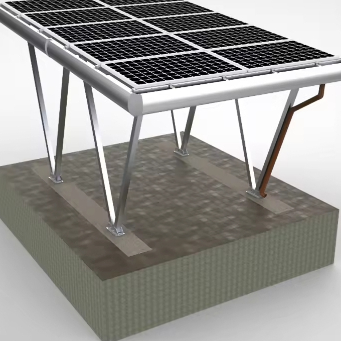 Adjustable Solar Panel Ground Rack Mounting System Galvanized Steel Pole PV Structure