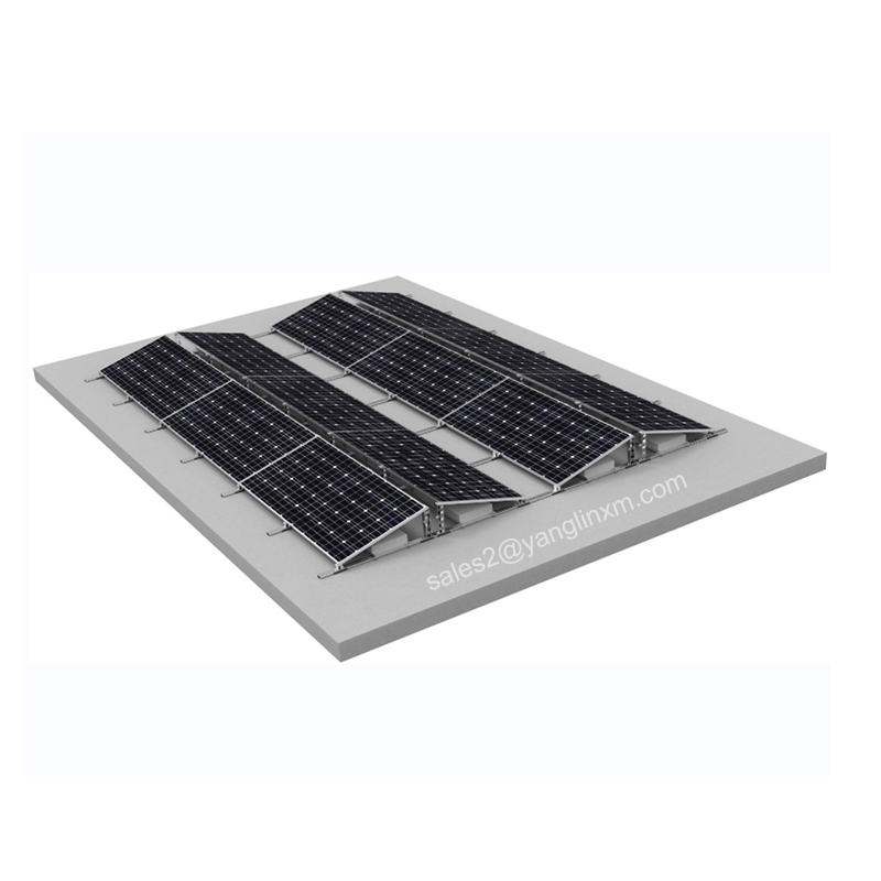 Free Design Flat Roof Photovoltaic Solar Ballasted Solar Panel Mounting System 5 10 15 Degree Roof Mounting PV