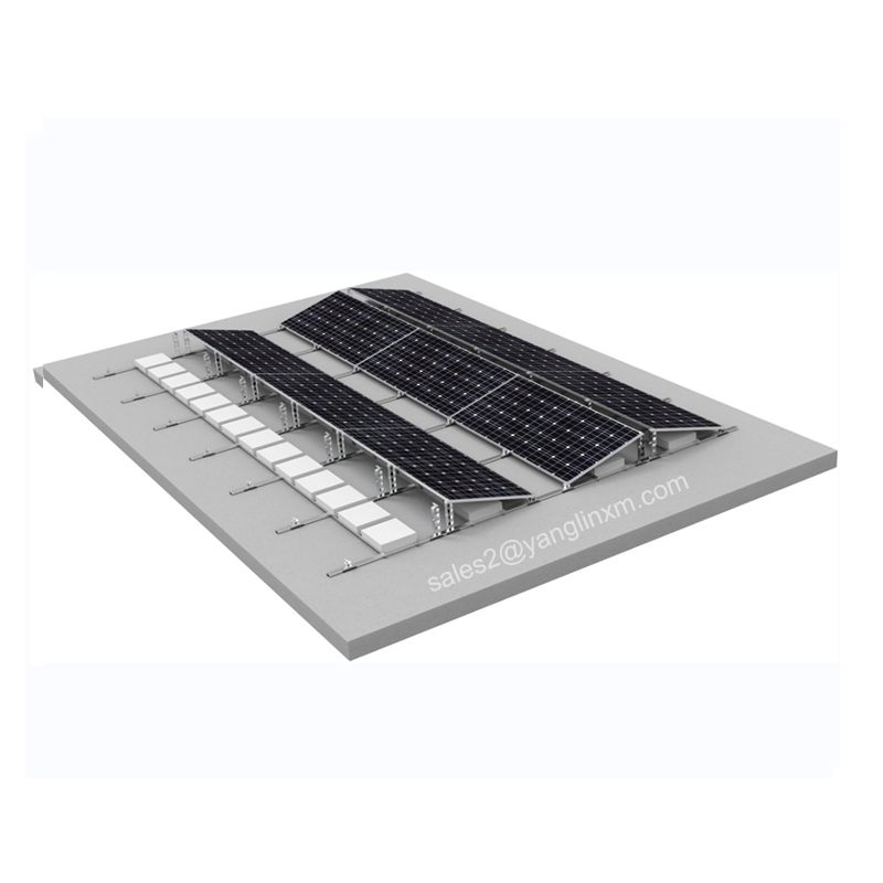 Free Design Flat Roof Photovoltaic Solar Ballasted Solar Panel Mounting System 5 10 15 Degree Roof Mounting PV