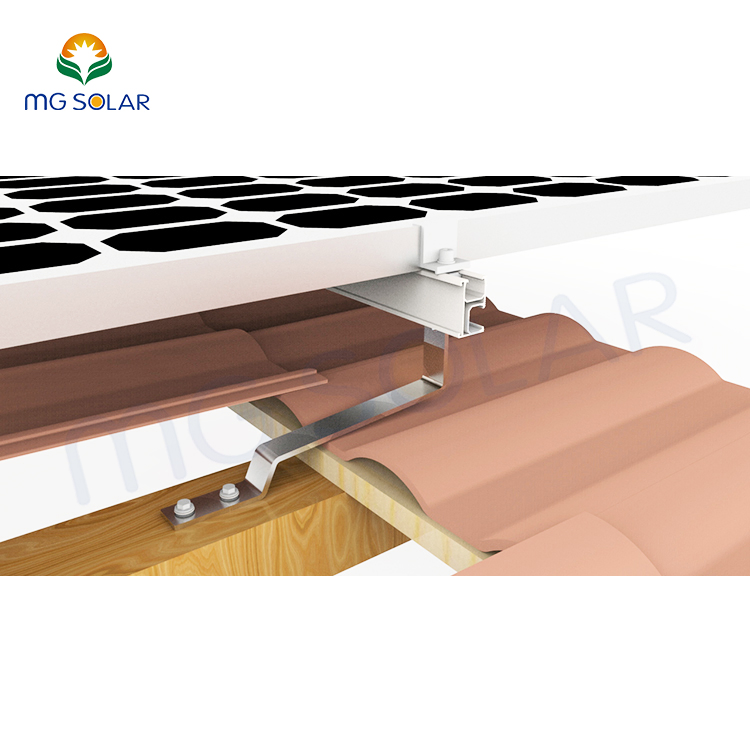 Tile Roof Solar Mounting System BIPV Panel Waterproof Mount No Penetrating to Roman Tile Roof Mounting System