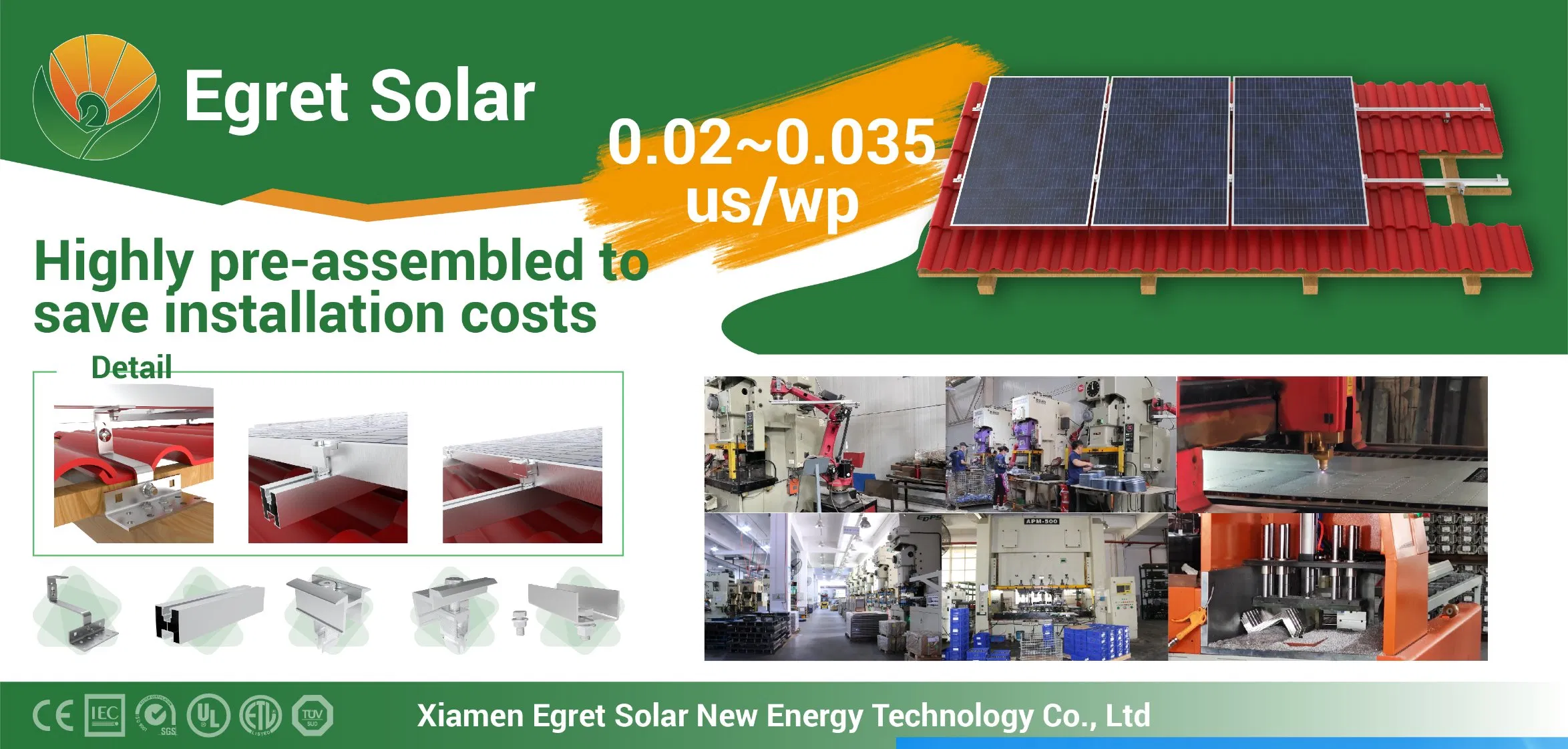 100kw PV Aluminium Solar Panel Ballasted Concrete Flat Roof Mounting Rack Systems