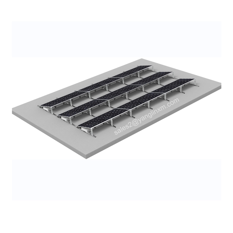 Free Design Flat Roof Photovoltaic Solar Ballasted Solar Panel Mounting System 5 10 15 Degree Roof Mounting PV