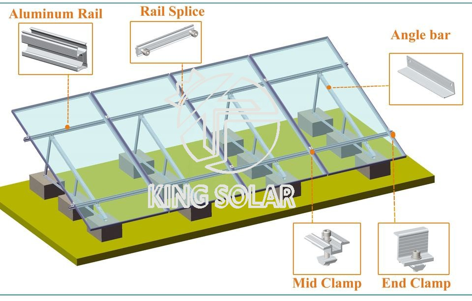 East-West Solar Panel Flat Roof Ballasted Mounting System