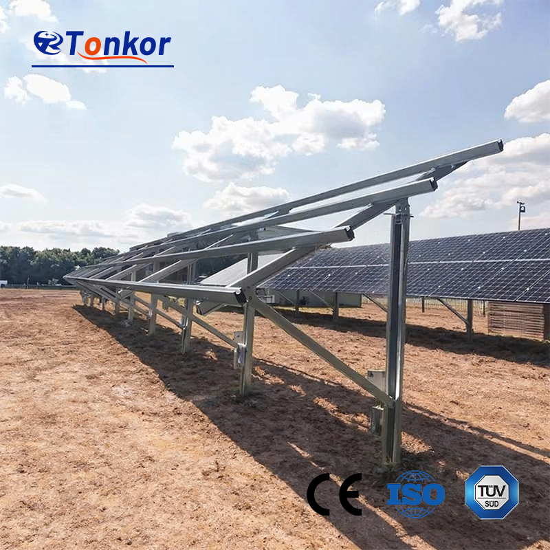 Adjustable Aluminum Single-Pole Solar Ground Mounting Structure for PV Panels