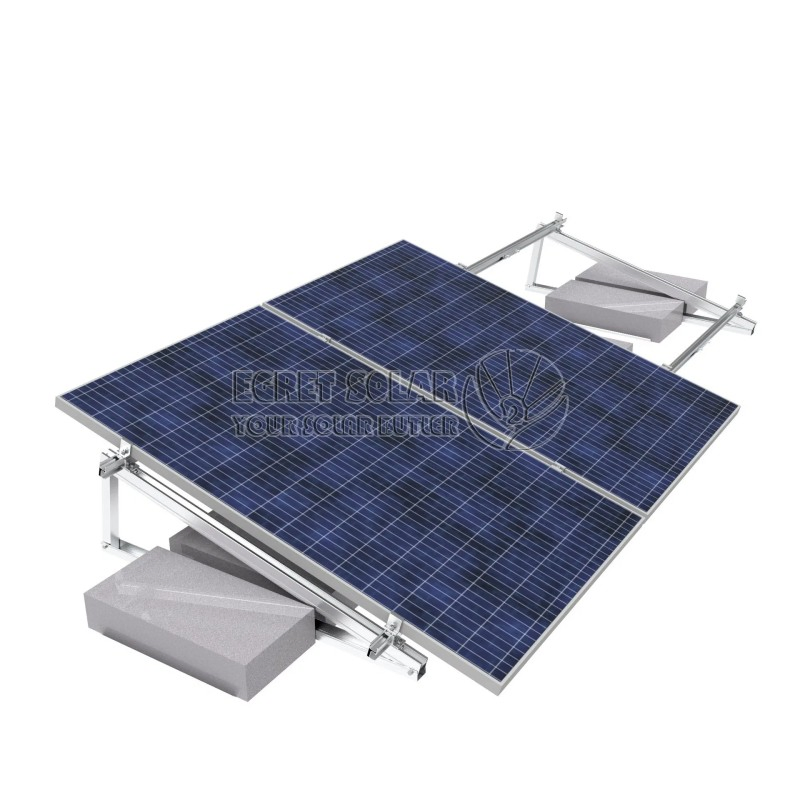 100kw PV Aluminium Solar Panel Ballasted Concrete Flat Roof Mounting Rack Systems