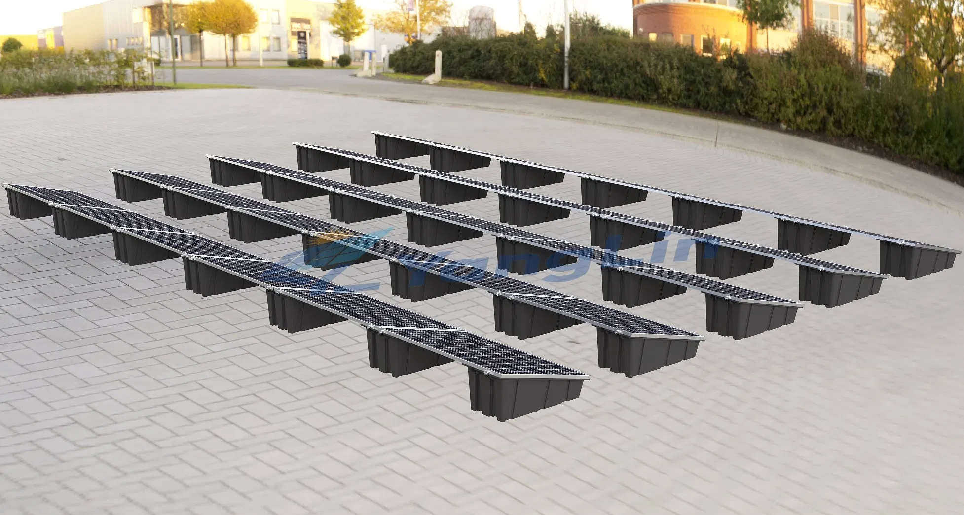 Solar Panel Roof Photovoltaic Plastic Base Bucket Ballasted System Ground Flat Roof Mounting