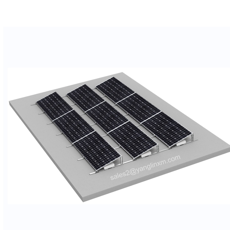 Free Design Flat Roof Photovoltaic Solar Ballasted Solar Panel Mounting System 5 10 15 Degree Roof Mounting PV