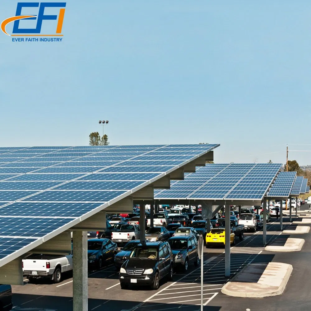 Solar Carport Panel Pole Mounting System Galvanized Residential Solar Carport Solar Car Parking Structure