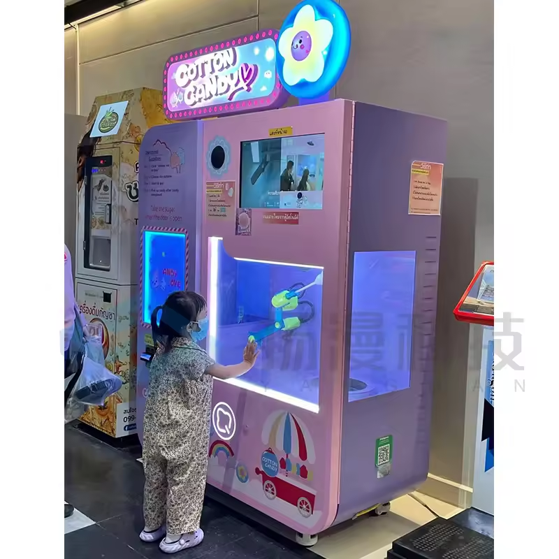 Automat Cotton Candy Vending Machine Custom Candyfloss Cotton Maker Machine Automatic Solutions