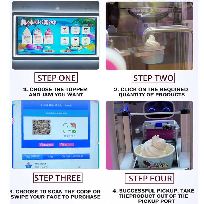 Customized Wholesale Robot Soft Ice Cream Maker Intelligent Touchscreem Fully Automatic Ice Cream Vending Machine