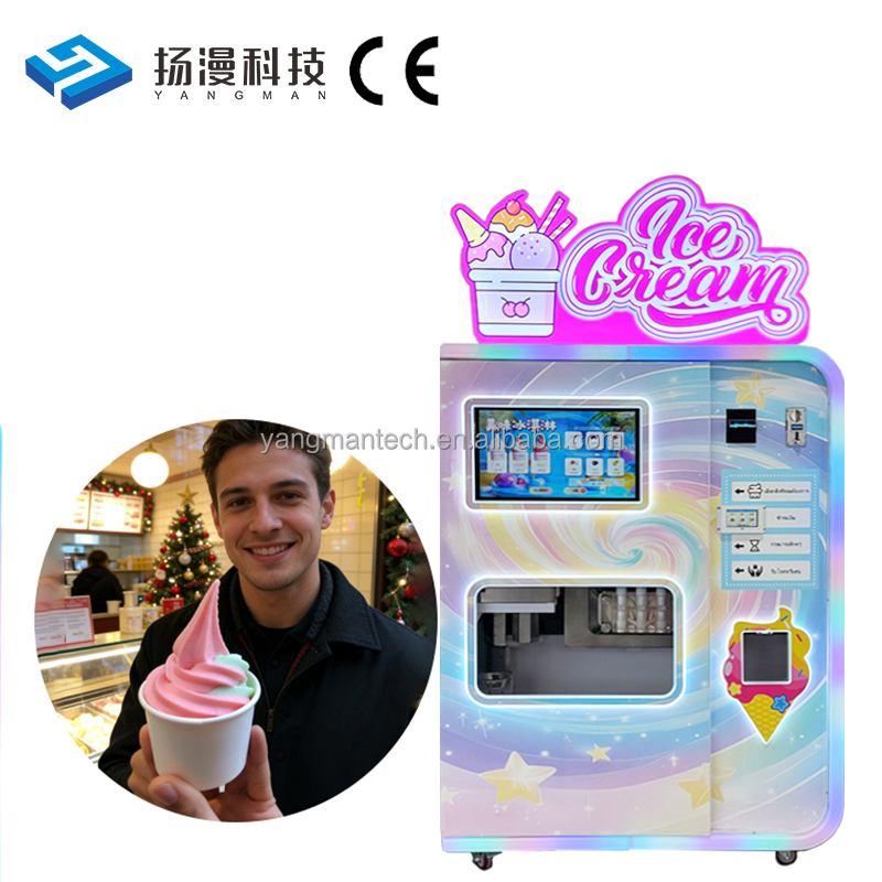 24 Hours Self-Service Soft Ice Cream Vending Machine Multi Flavor Self Service Ice Cream Vending Machine