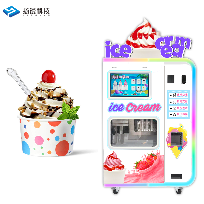 OEM Custom Smart 24 Hours Self Service Touch Screen Machine Maker Fully Automatic Soft Ice Cream Vending Machine for Business