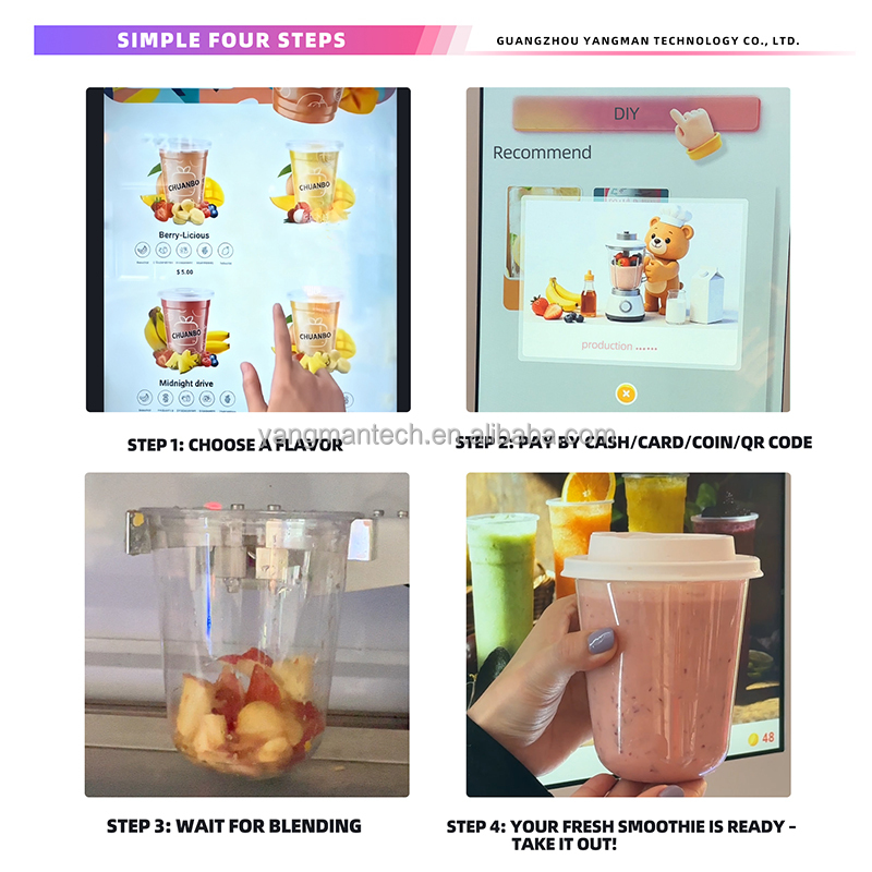 Electric Multi-functional Commercial Coin/Card/QR Code Payment Fully Automatic Smoothie Vending Machine Store