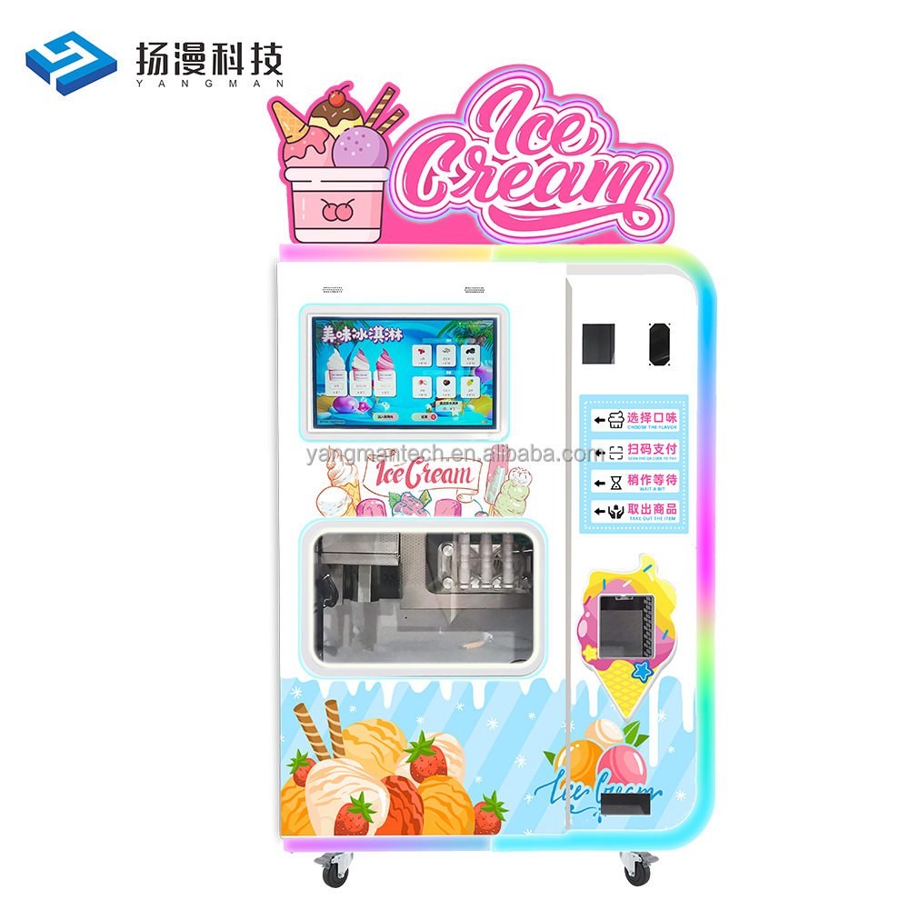 Unmanned 24 Hours Fully Automatic Self Service Coin Operated Ice Cream Vending Machine Robot Ice Cream Vending Machine