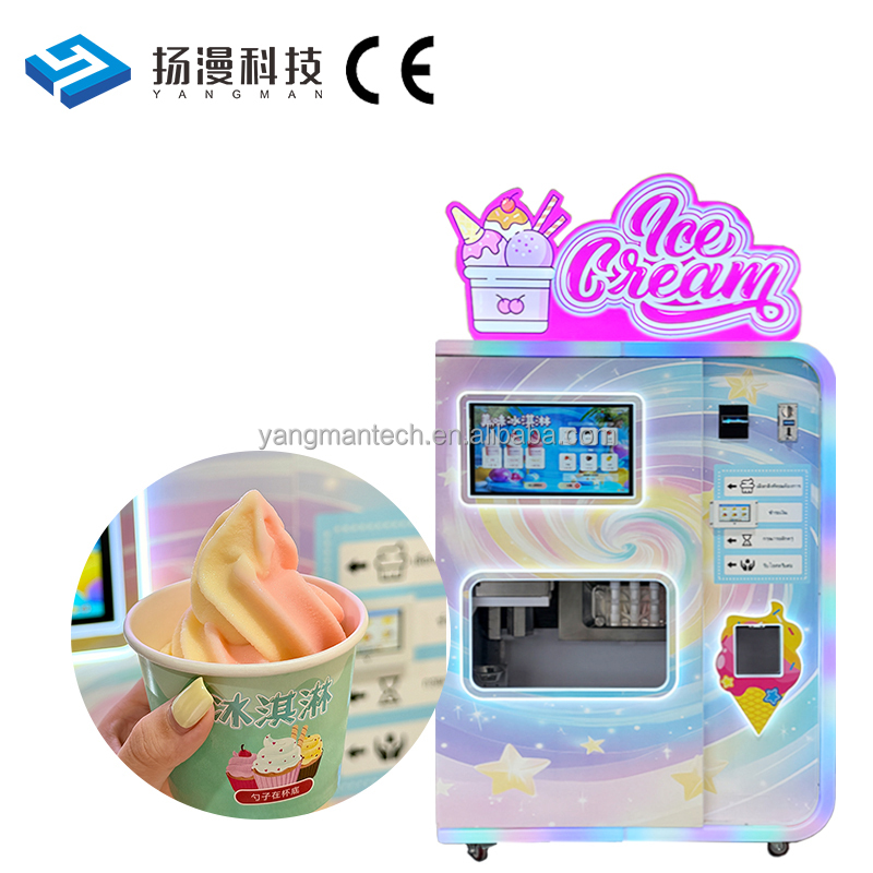 Wholesale Self-service Coin Operated Cream Vending Robot Custom Fully Automatic Ice Soft Ice Cream Vending Machine
